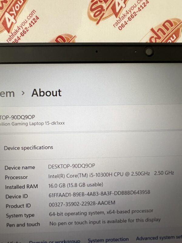 HP Pavilion Gaming 15 i5-10300H/NVIDIA GeForce GTX 1650 Ti 4GB/RAM16/SSD512 15.6FHD คีย์มีไฟ สวย93% - Image 9