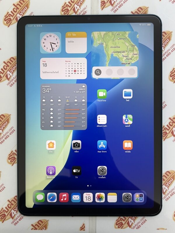 ขายถูกๆiPad Air 5 Cell ใส่ซิม Chip M1 64GB สภาพสวย93% สุขภาพแบต81% สีBlue ศูนย์ไทย อุปกรณ์ครบกล่อง(ขาดแค่คู่มือกับเข็ม)มี ตัวเครื่อง+หัวชาร์จ+สายชาร์จ+กล่อง - Image 11
