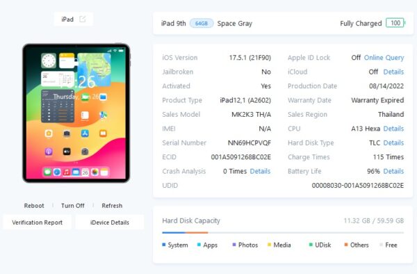 ขายถูก iPad Gen 9 WiFi 64GB สภาพสวย95% การันตีความใหม่ สุขภาพแบต96% สีSpace gray ศูนย์ไทย อุปกรณ์มี ตัวเครื่อง+กล่องเปล่า ประกันหมดแล้ว - Image 14