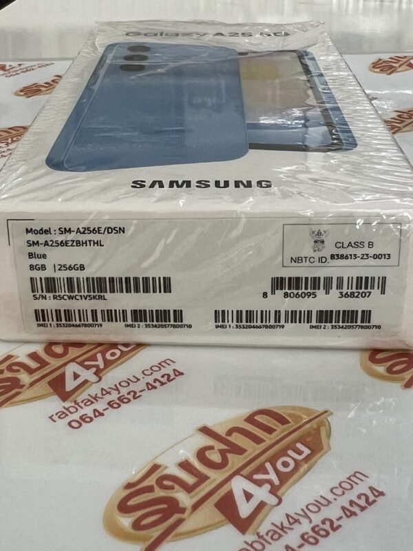 ขายถูก Samsung Galaxy A25 5G Ram8GB Rom256GB จอ6.5นิ้ว สภาพสวย90% มีรอยนิดหน่อยมองแทบไม่เห็น สีBlue อุปกรณ์ครบกล่อง(ขาดเข็ม) ไม่ติดสัญญา ประกันหมดแล้ว - Image 3