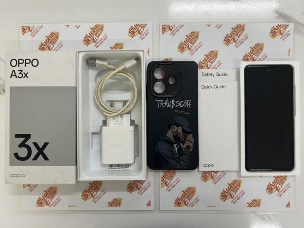 ขายถูก OPPO A3x Ram4GB Rom128GB สภาพสวย90% มีรอยขนแมวนิดหน่อยโดยรวมแล้วสวย  สีฟ้า ตัวเครื่อง+หัวชาร์จ+สายชาร์จ+คู่มือ+เคส+กล่อง ประกันหมด 5 พฤศจิกายน 2568