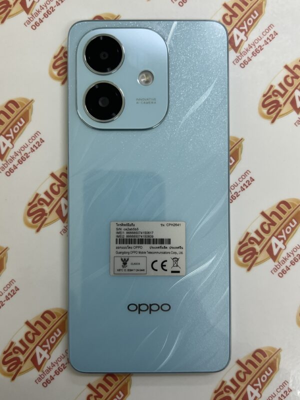 ขายถูก OPPO A3x Ram4GB Rom128GB สภาพสวย90% มีรอยขนแมวนิดหน่อยโดยรวมแล้วสวย  สีฟ้า ตัวเครื่อง+หัวชาร์จ+สายชาร์จ+คู่มือ+เคส+กล่อง ประกันหมด 5 พฤศจิกายน 2568 - Image 6