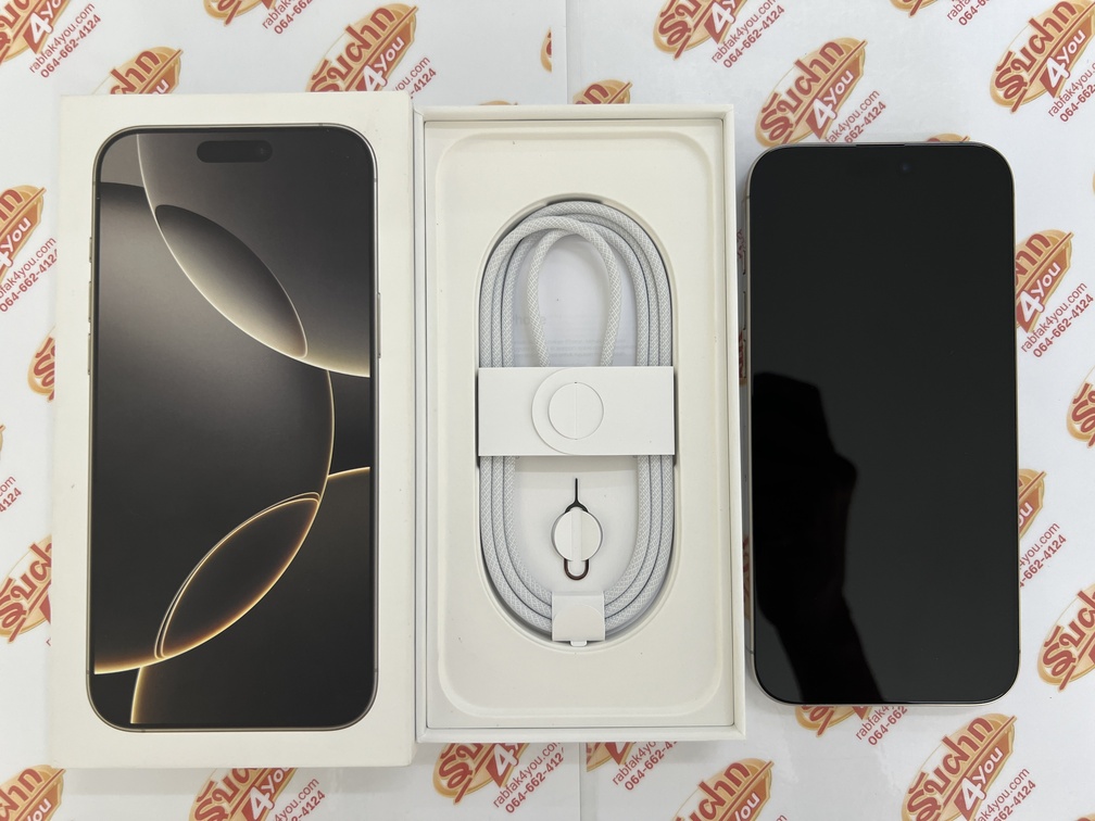 ขายถูก iPhone 16 Pro Max 256GB การันตีความใหม่ สุขภาพแบต93% สีNatural อุปกรณ์ครบกล่อง ไม่ติดiCloud ประกันหมดวันที่ 1 พฤศจิกายน 2568