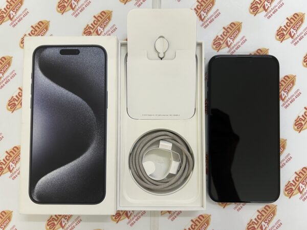ขายถูก iPhone 15 Pro Max 256GB สุขภาพแบต99% สภาพสวย93% สีBlue Titanium ศูนย์ไทย อุปกรณ์ครบกล่อง ไม่ติดiCloud ประกันหมดวันที่ 3 กุมภาพันธ์ 2569