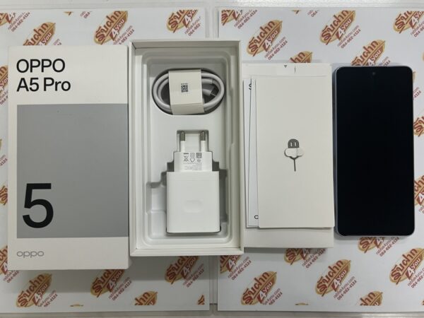 ขายถูก OPPO A5 Pro Ram8GB Rom256GB สภาพสวย90% มีรอยขนแมวนิดหน่อยมองแทบไม่เห็น เครื่องสีฟ้า อุปกรณ์ครบกล่อง ไม่ติดสัญญา ประกันหมด 14 พฤษภาคม 2569