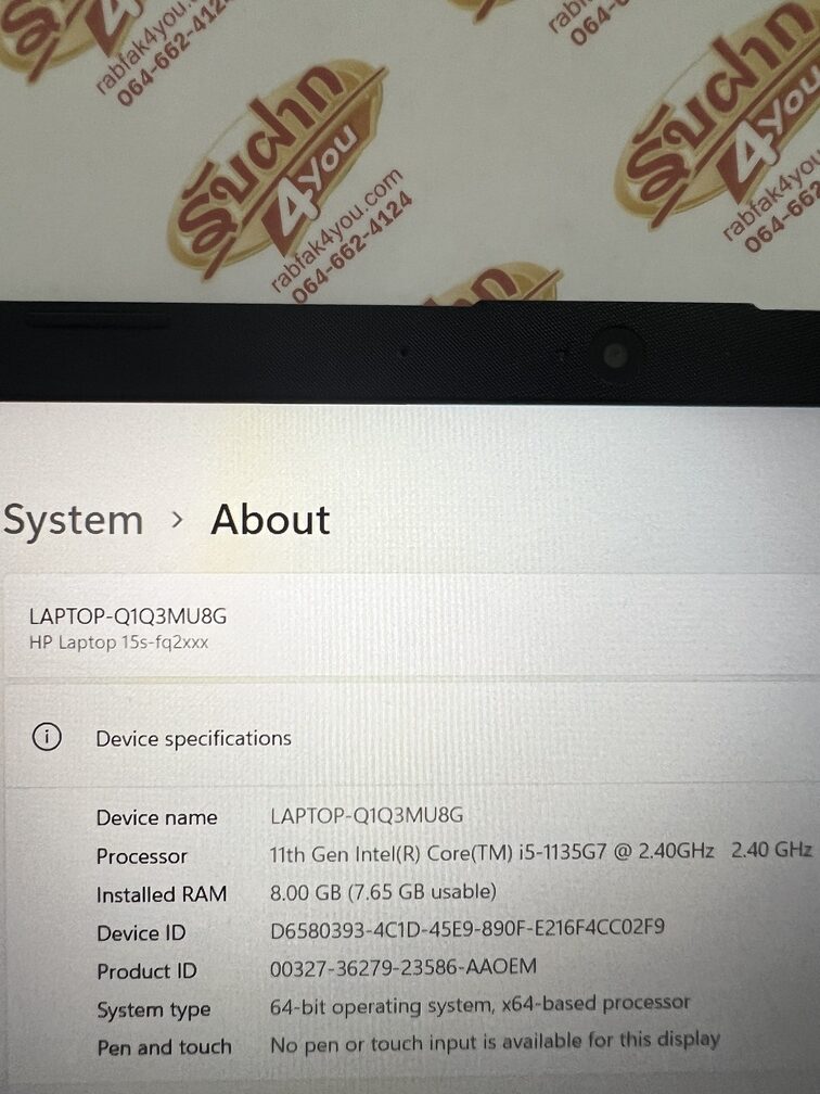 ขายถูก HP 15s-fq2000 i5-1135G7/RAM8GB/SSD512GB 15.6 Full HD เครื่องสีSilver สภาพสวย90% มีรอยขนแมวนิดหน่อยโดยรวมแล้วสวย ตัวเครื่อง+สายชาร์จ ประกันหมดแล้ว - Image 9