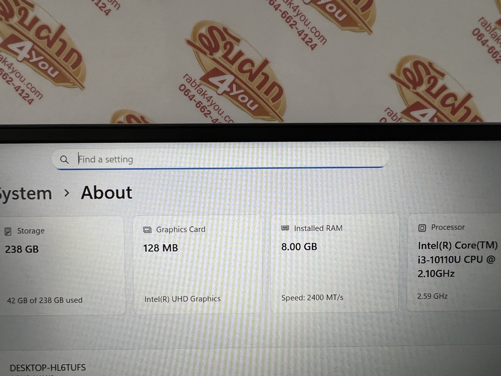 ขายถูก HUAWEI MateBook D 2019 i3-10110U Ram8GB SSD256GB จอ15.6นิ้ว Full HD สีSilver สภาพสวย92% อุปกรณ์มี ตัวเครื่อง+Adapter+สายชาร์จ ประกันหมดแล้ว - Image 9