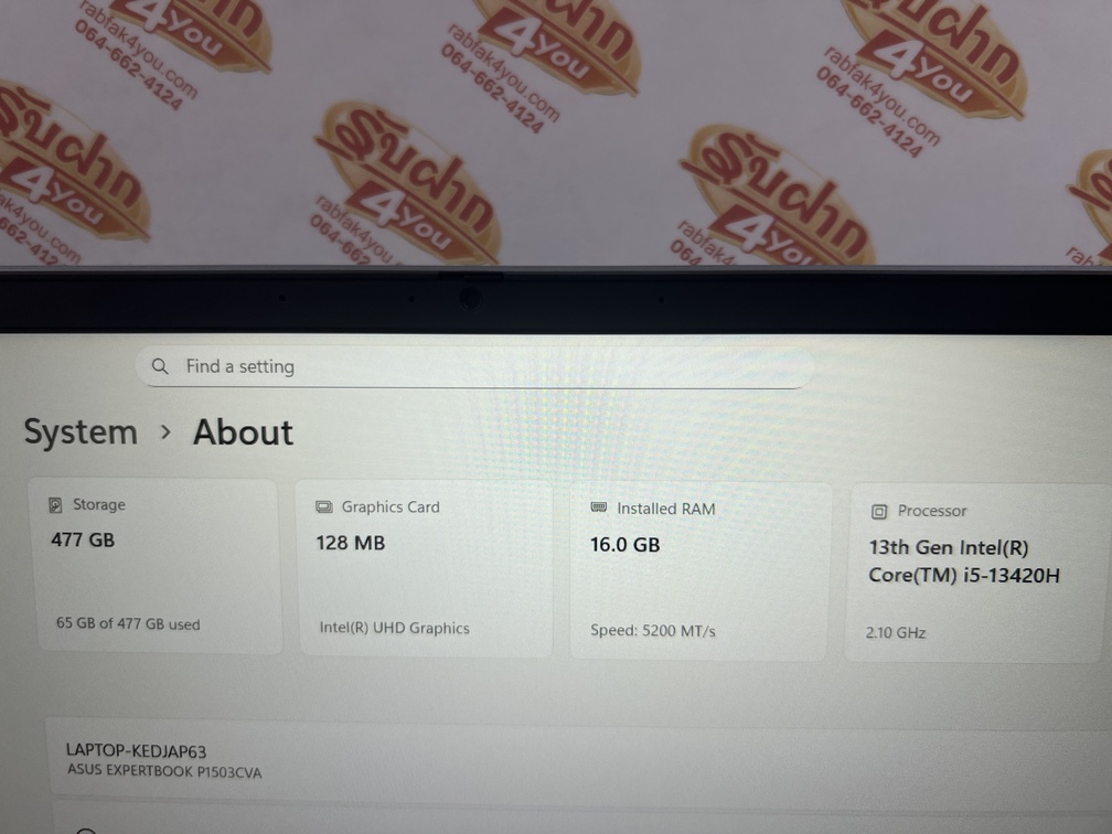 ขายถูก ASUS Expertbook P1 i5-13420H Ram16GB SSD512GB 15.6FHD สีMisty Grey สภาพสวย93% อุปกรณ์มี ตัวเครื่อง+สายชาร์จ ประกันหมด 24 มิถุนายน 2571 - Image 9