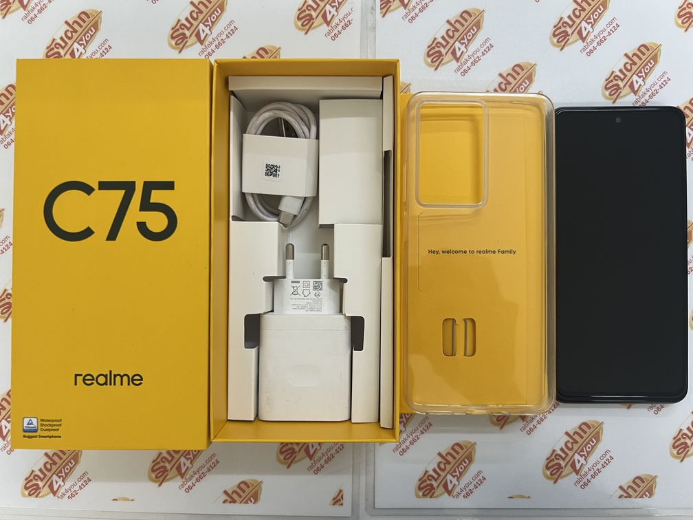 ขายถูก Realme C75 Ram8GB Rom128GB จอใหญ่6.72นิ้ว สภาพสวย95% การันตีความใหม่ เครื่องสีดำ อุปกรณ์ครบกล่อง ไม่ติดสัญญารายเดือน ประกันหมดแล้ว