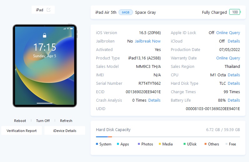 ขายถูกๆ iPad Air 5 WiFi 64GB สภาพสวย95% การันตีความใหม่ สุขภาพแบต88% สีSpace gray ศูนย์ไทย อุปกรณ์มี ตัวเครื่อง+หัวชาร์จ+สายชาร์จ ไม่ติดiCloud ประกันหมดแล้ว - Image 13