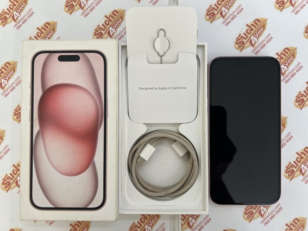 ขายถูก iPhone 15 128GB การันตีความใหม่ สุขภาพแบต85% สีชมพู ศูนย์ไทย อุปกรณ์ครบกล่องมี ตัวเครื่อง+สายชาร์จ+เข็ม+คู่มือ+กล่อง ไม่ติดiCloud ประกันหมดแล้ว
