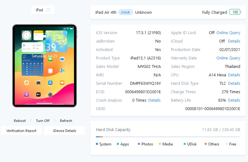 ขายถูก iPad Air 4 WiFi ใส่ซิมไม่ได้ 256GB(ความจำเยอะ) สภาพสวย92% สุขภาพแบต83% สีเขียว ศูนย์ไทย อุปกรณ์ไม่มีนะครับ มีแต่ตัวเครื่อง ไม่ติดiCloud ประกันหมดแล้ว - Image 12